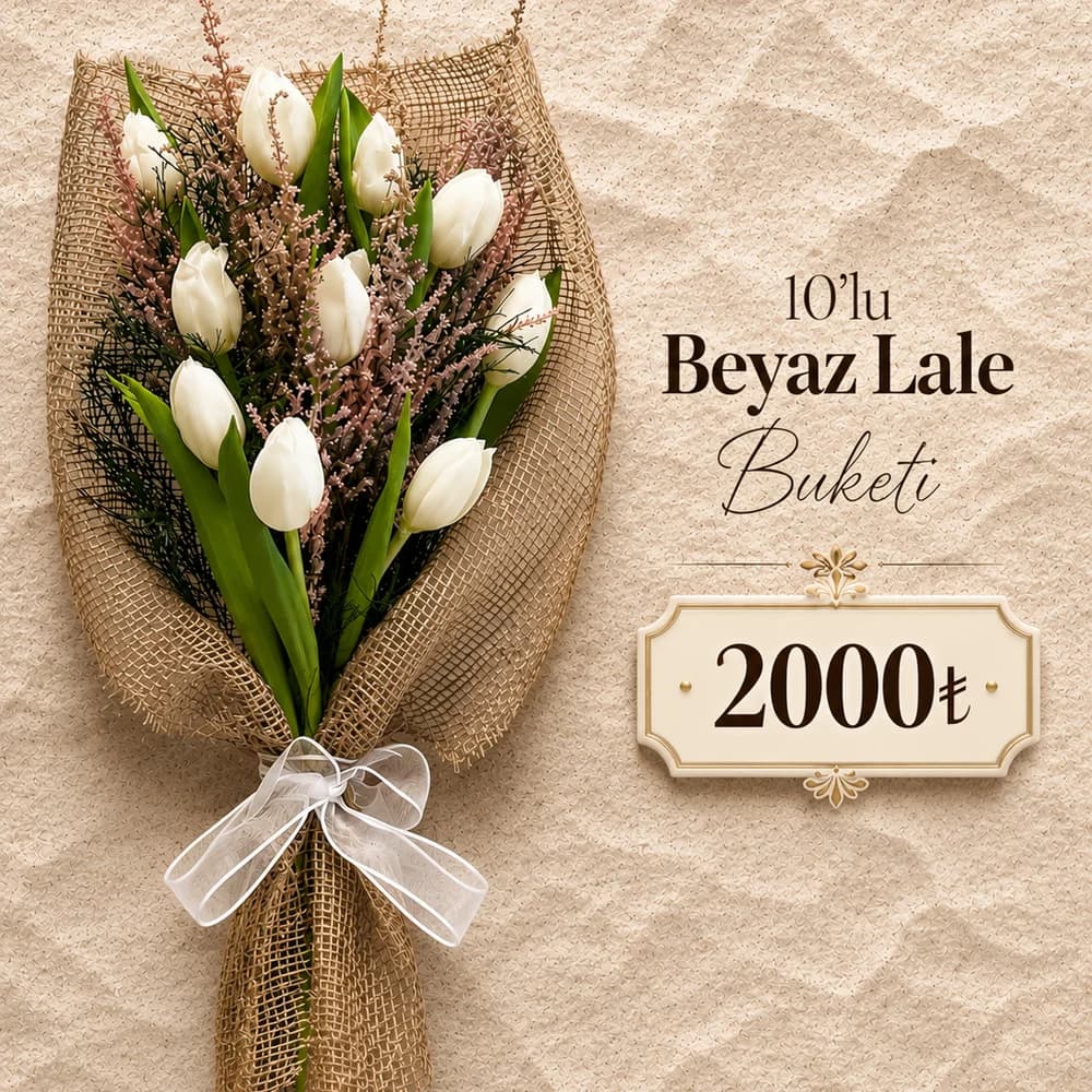 10'lu Beyaz Lale Buketi